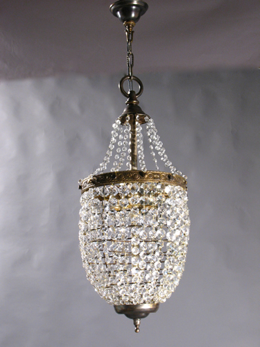 Large Bronze and Crystal Chandelier